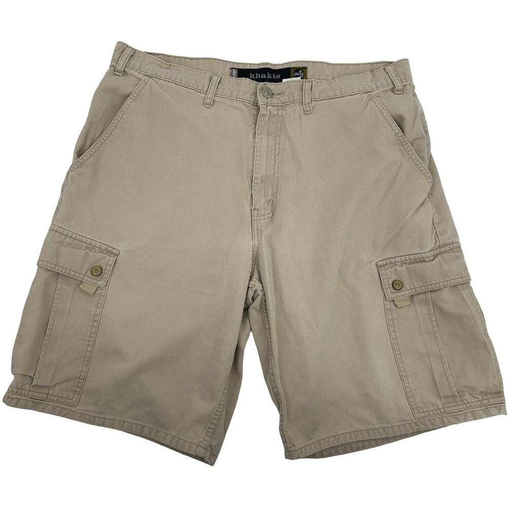 VTG 90s y2k Men's Khaki Levi's Silvertab Baggy Wide Leg Cargo Utility Shorts~ 36